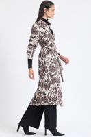 Camisa Larga Satin Estampado Fantasia Paisley, Beige Liola