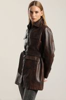 Chaqueton Efecto Cuero Desgastado, Chocolate Liola