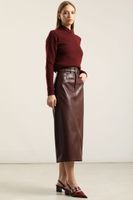 Falda Midi, Efecto Cuero, Burdeo Liola