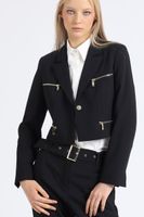 Blazer Crop Cierres Fantasia, Negro Liola