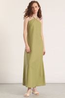 Vestido maxi lino Liola mujer verde