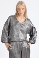 Bluson Amplio Folia Metalizada, Gris Liola
