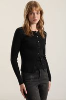 Cardigan punto hilo metalizado, negro Liola