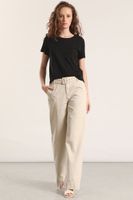 Jeans straight con cinturón liola mujer beige