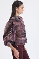 Blusa Gasa Estampada, Burdeo Liola