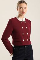 Chaqueta cropped, cruzada, burdeo Liola