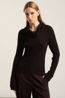 Jersey punto escote drapeado, burdeo Liola