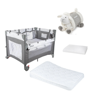 Cuna más ColchónAnti-reflujo -Protector Playard Always Together Marengo mas manta oveja