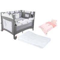 Cuna Colchón Anti-reflujo Playard Always Together Marengo y Set Sabanas
