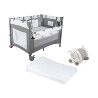 Cuna más ColchónAnti-reflujo Playard Always Together Marengo mas manta oveja