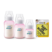 Set 3 Mamaderas Anticolic Pink + Letrero Amarillo