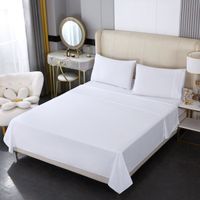 JUEGO DE SÁBANA 2 PLAZAS 500 HILOS ALGODÓN CON POLIÉSTER COLOR BLANCO
