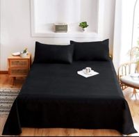 JUEGO DE SÁBANA 2 PLAZAS 144 HILOS ALGODÓN CON POLIÉSTER COLOR NEGRO