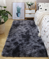 Bajada de cama peluda alfombra Gris Oscuro Jaspeado