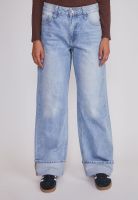 Jeans Mujer Folded Tiro Alto Celeste Sioux