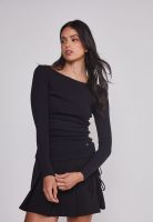 Polera Mujer Drapeada Color Negro Sioux