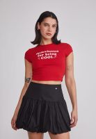 Polera Mujer Baby Tee Glitter Rojo Sioux