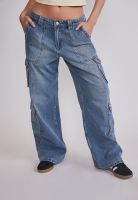 Jeans Mujer Cargo Tiro Medio Celeste Sioux