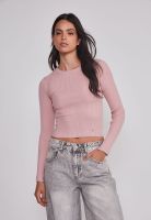 Sweater Mujer Acanalado Costura Rosado Sioux