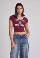 Polera Mujer Estrella NY Burdeo Sioux