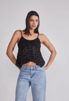 Peto Mujer Encaje vuelos Negro Sioux