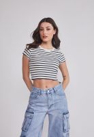 Polera Mujer Listada Blanco Sioux