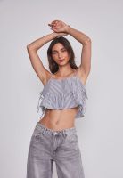 Blusa Mujer Listada Lazos Gris Sioux