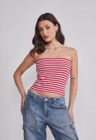 Peto Mujer Strapless Listado Rojo Sioux