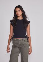 Polera Mujer Ajustador Costados Negro Sioux