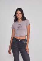 Polera Mujer Lavada Tachas Gris Sioux