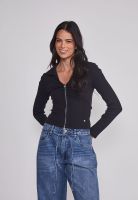 Polera Mujer Con Cuello Cierre Negro Sioux