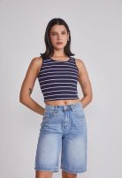 Peto Mujer Crop Listado Azul Sioux