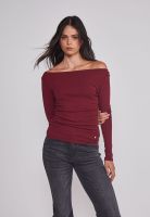 Polera Mujer Drapeada Color Burdeo Sioux