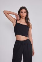 Blusa Mujer Lino Crop Negro Sioux