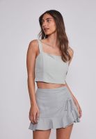 Blusa Mujer Lino Crop Verde Sioux