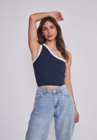 Peto Mujer Tejido asimétrico Azul Sioux