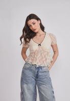 Blusa Mujer Manga Globo Crudo Sioux