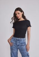 Polera Mujer Texturada Rulet Negro Sioux