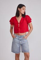 Blusa Mujer Manga Globo Rojo Sioux