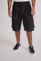 Bermuda Hombre Cargo Costuras Negro Sioux