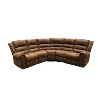 Sofá Seccional Reclinable Moderno Cuero Viejo Café Castle 7245