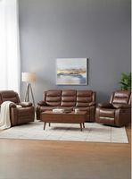 Living Sofá 3 Cuerpos Reclinable Roma Café + 2 Bergers KM060BR