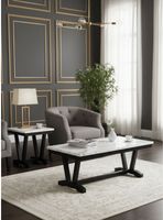 Set Mesa de Centro + Mesa Lateral Mármol Blanco 4931ML