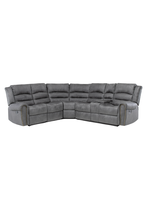 Sofá Seccional Reclinable Moderno Gris 5 Cuerpos + Consola Castle 7245CHCGR
