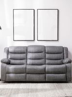 Sofá Gris Reclinable 3 Cuerpos Moderno Roma KM060SGR