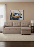 Sofá Seccional Cama 2 Plazas Moderno Lino Sidney