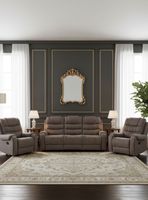 Living Reclinable Sofá 3 Cuerpos + 2 Bergers Gris Verona 6035R