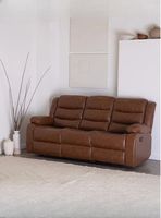 Sofá Reclinable 3 Cuerpos Café PU Moderno Roma KM060SBR