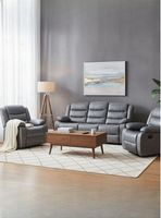 Living Sofá 3 Cuerpos Reclinable Roma Gris + 2 Bergers KM060GR