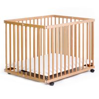 Corral Cuna 2 en 1 Altura Ajustable en Madera Happy Dino